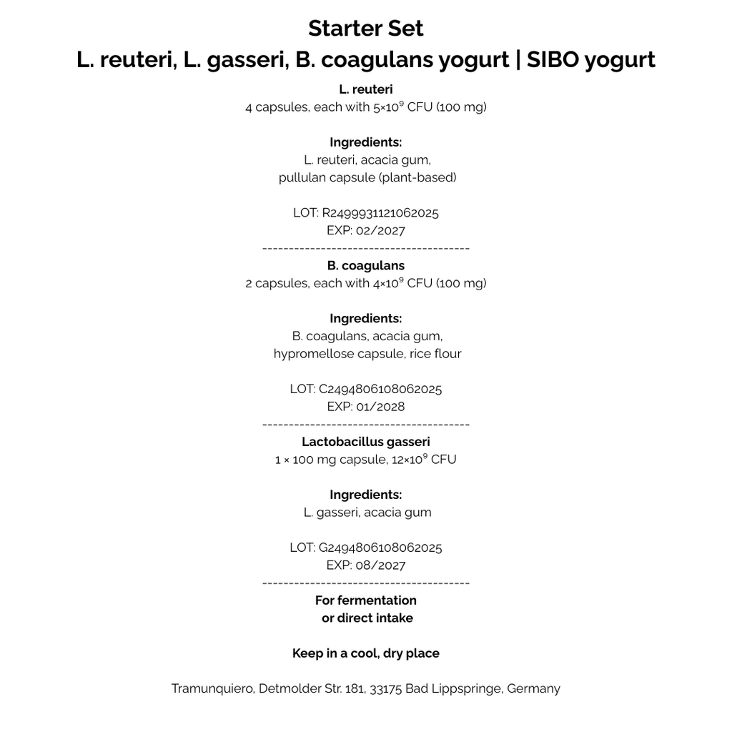 Startset L. reuteri, L. gasseri, B. coagulans-yoghurt | SIBO-yoghurt