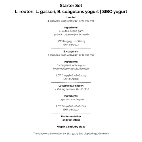 Startovací sada L. reuteri, L. gasseri, B. coagulans jogurt | SIBO jogurt